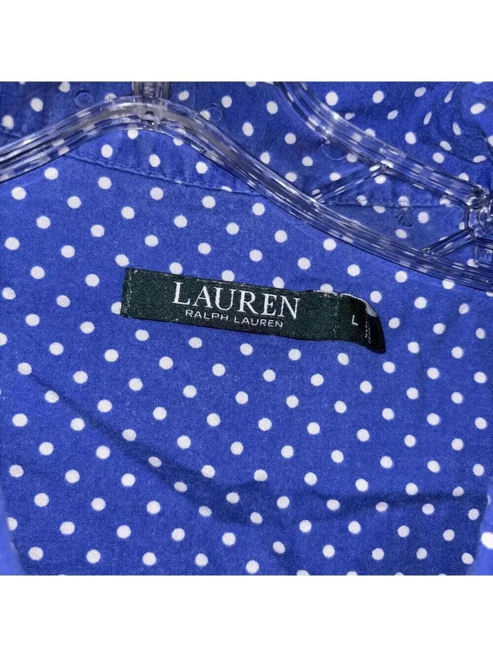 🇺🇸Lauren Ralph Lauren blue and white polkadot pajama top dress sleepwear